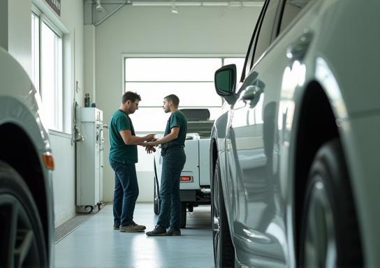 Atelier Éclat Auto Detailing : équipe à l’œuvre sur un véhicule