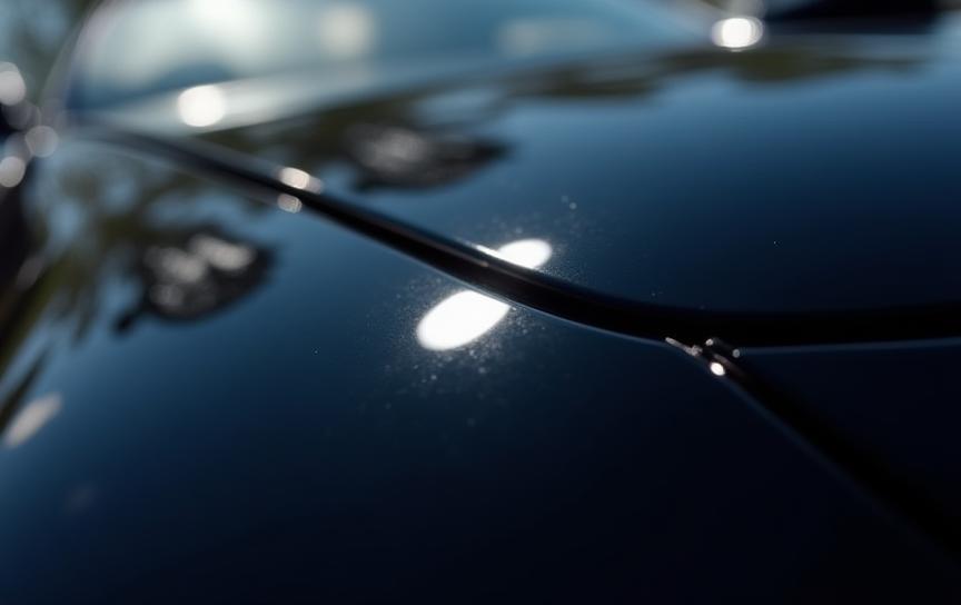 Reflet brillant sur carrosserie suite à une céramique premium